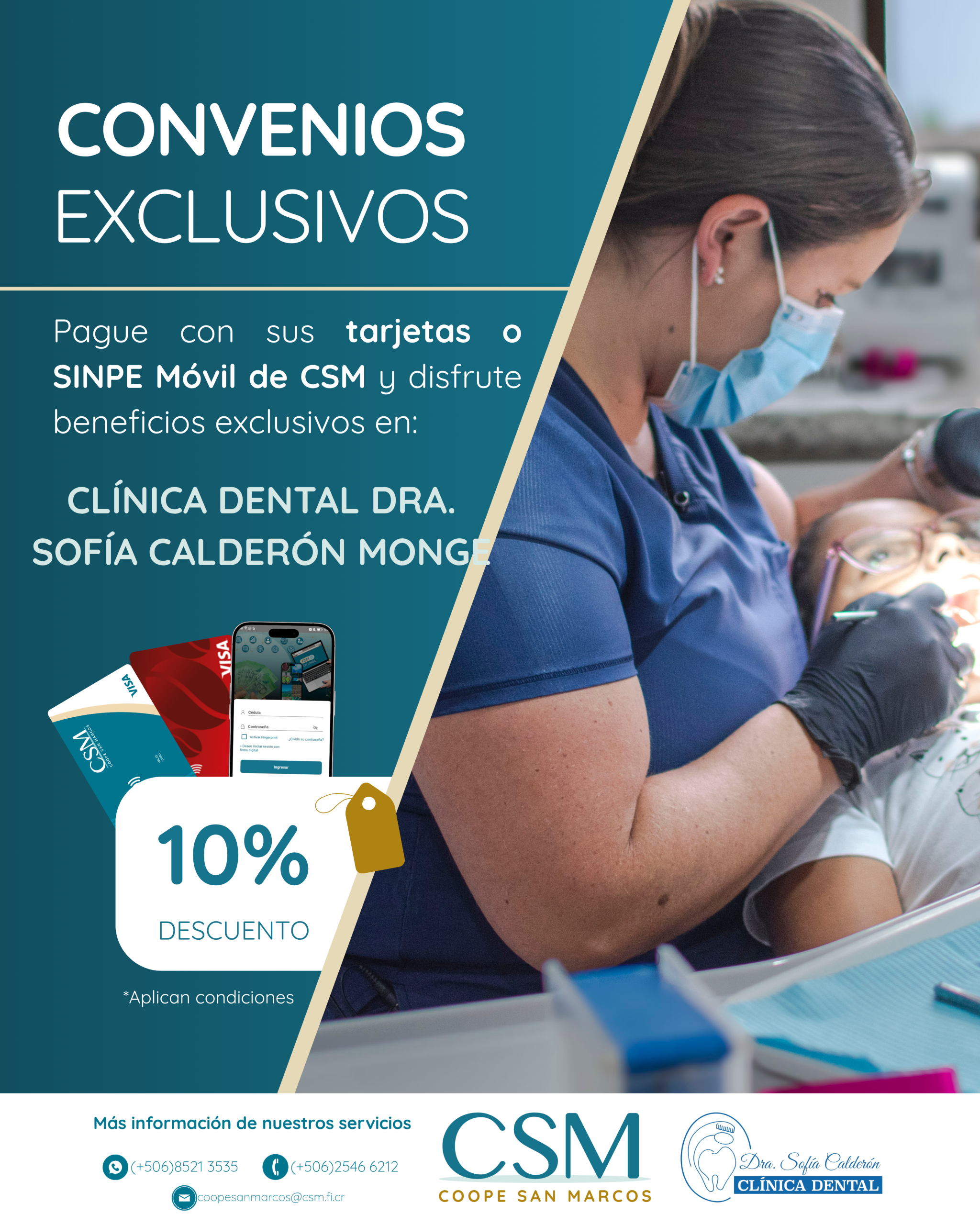 Convenio de salud con Clínica Dental Dra. Sofía Calderón Monge en Coope San Marcos