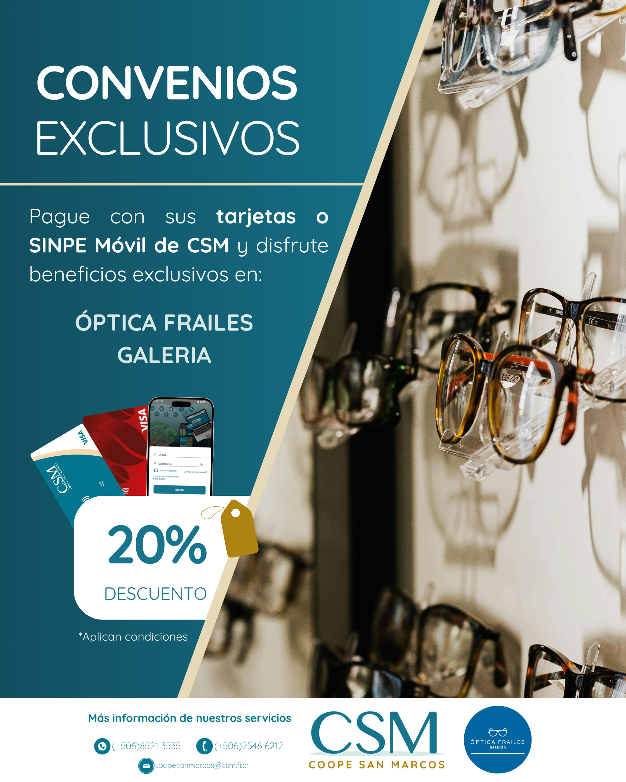 Convenio de salud con Óptica Frailes Galeria y Coope San Marcos R.L.
